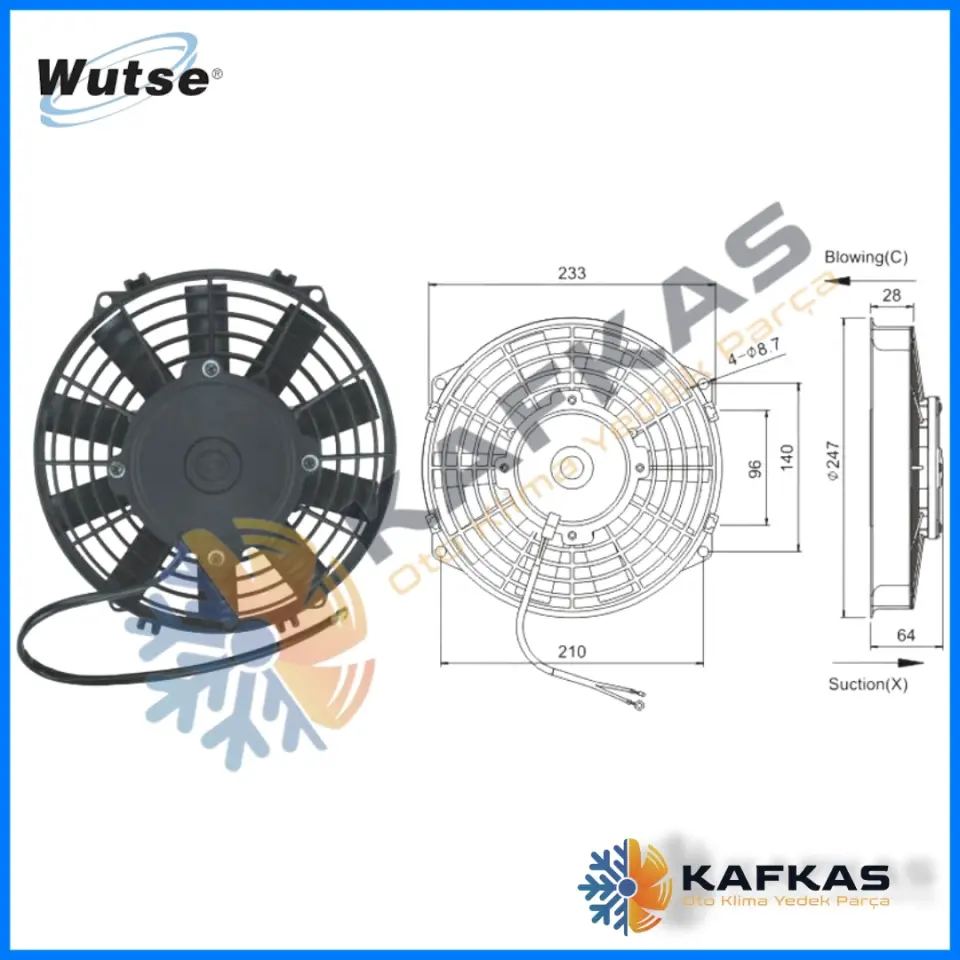 AKSİYEL FAN MOT.12V EMİCİ 120W L 9''